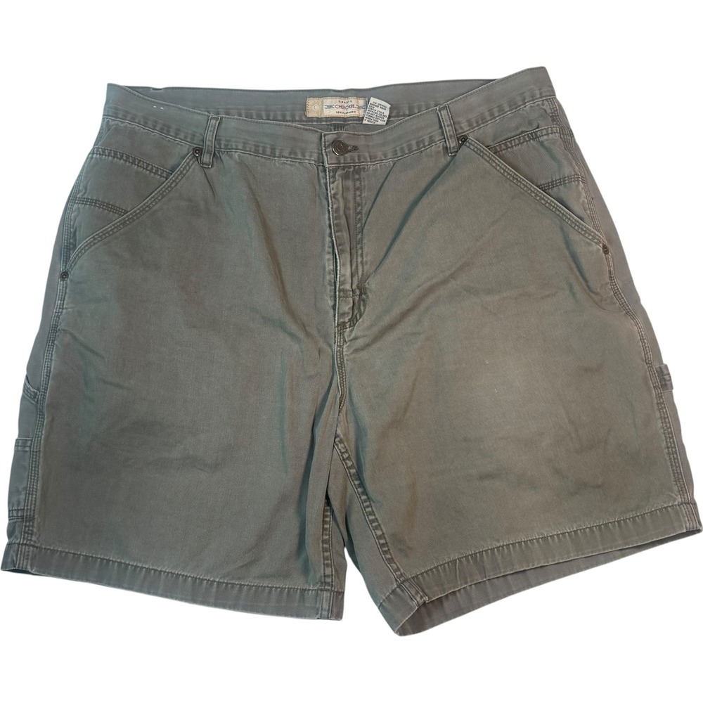 Cherokee Khakis Men's Size 40 Carpenter‎ Shorts Olive Green Cotton Utility Cargo